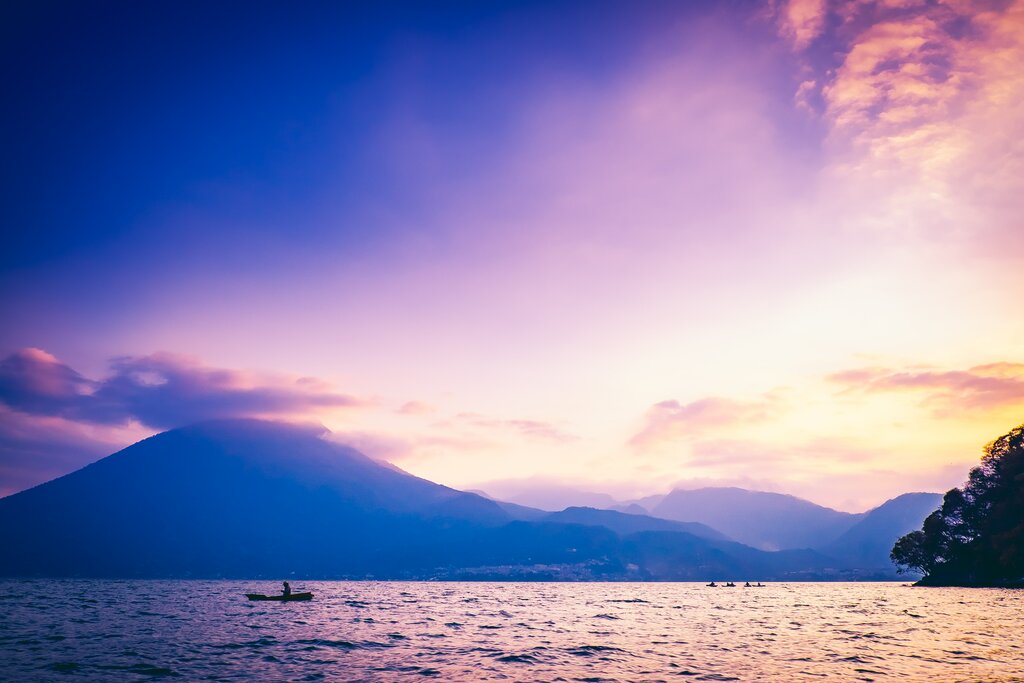 Sunset view of Lake Atitlán