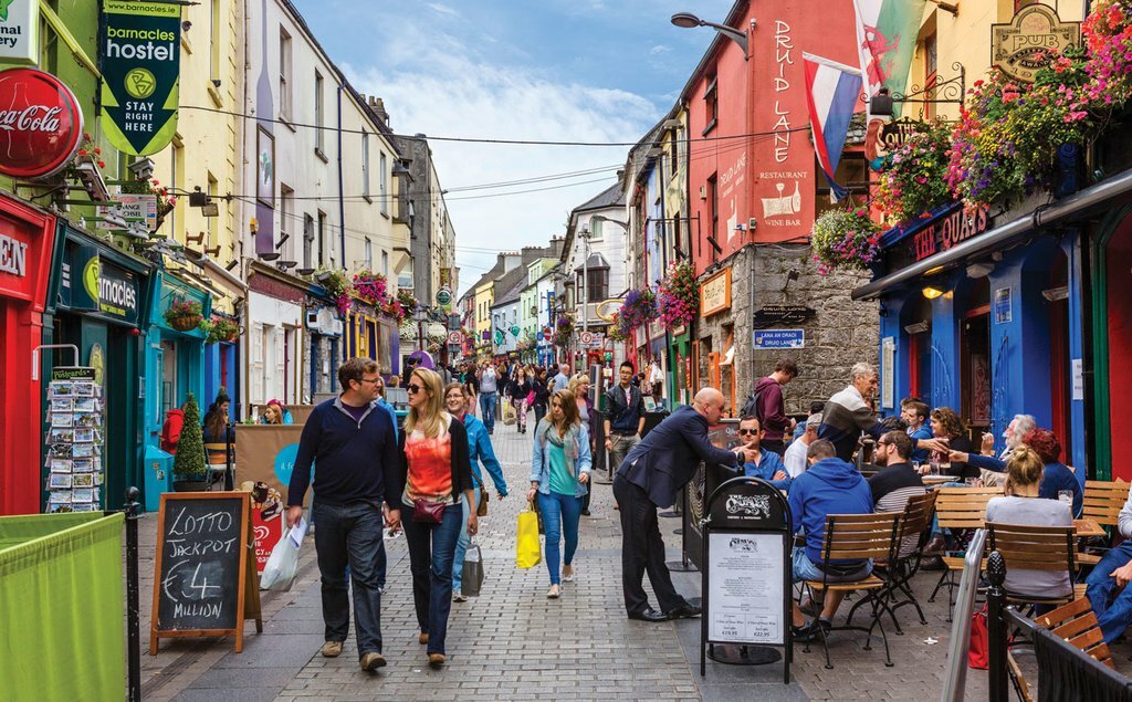 The bustling streets of lively Galway