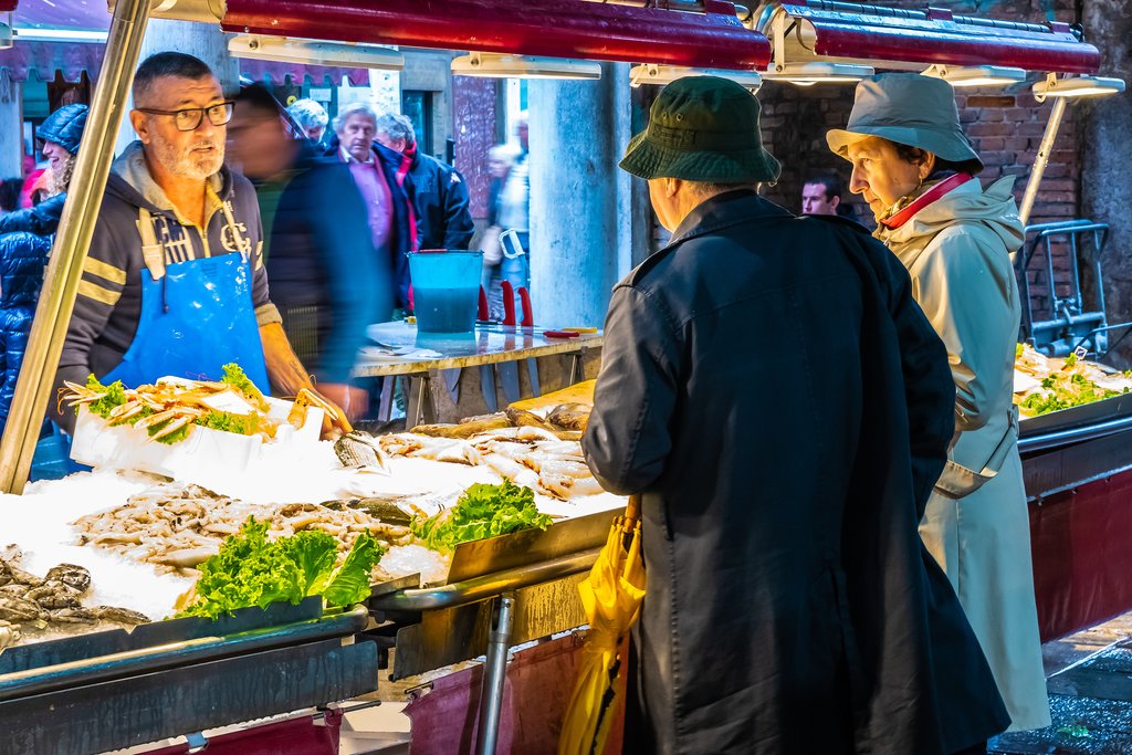 Browse the Rialto Food Market for seafood