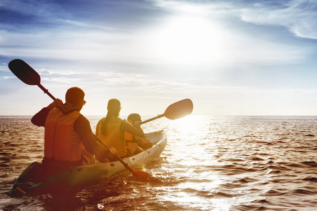 Family sunset kayak