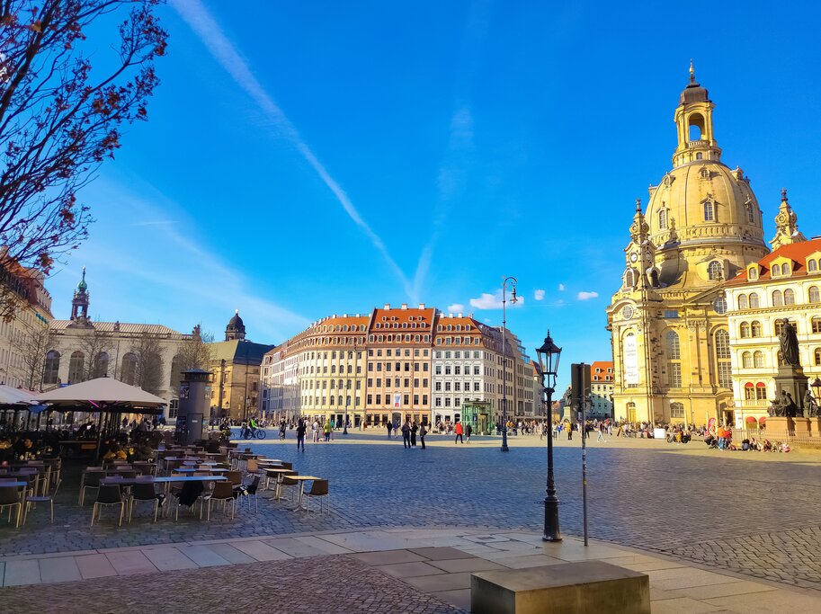 The New Market Square in Dresden, Germany, was once reduced to rubble during World War II but has been beautifully reconstructed