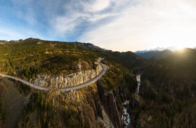 The scenic Sea-to-Sky Highway between Whistler and Vancouver