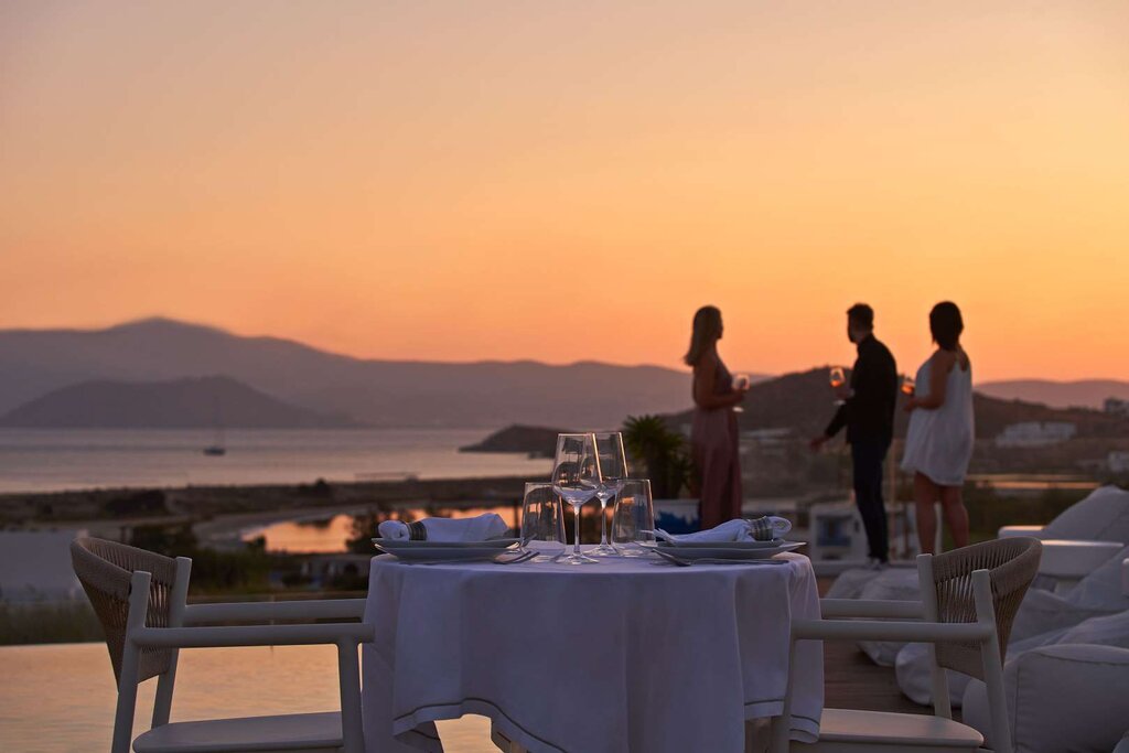 Dine overlooking the South Aegean on Naxos island (photo courtesy of 18 Grapes Hotel Naxos)