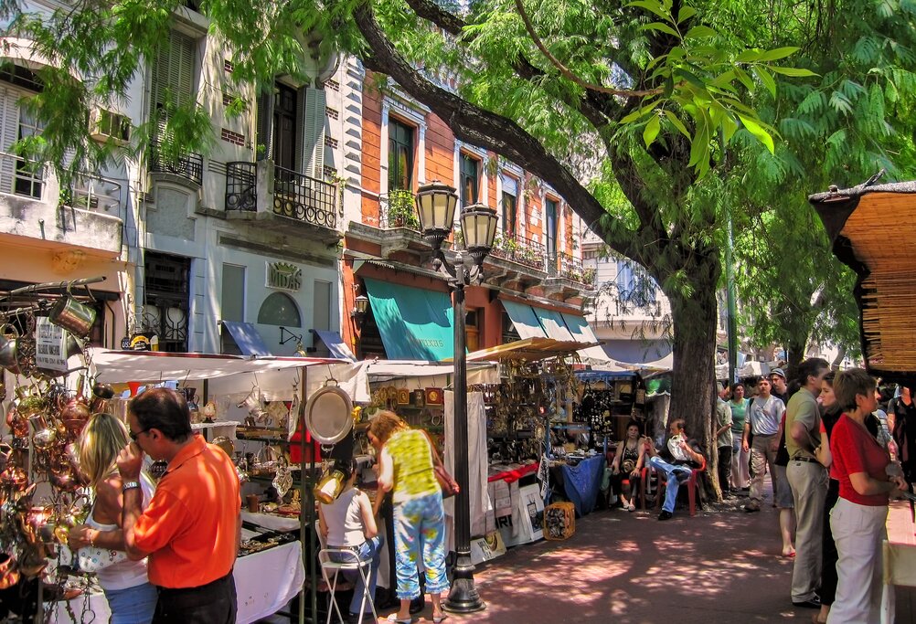 A colorful market scene in downtown Buenos Aires