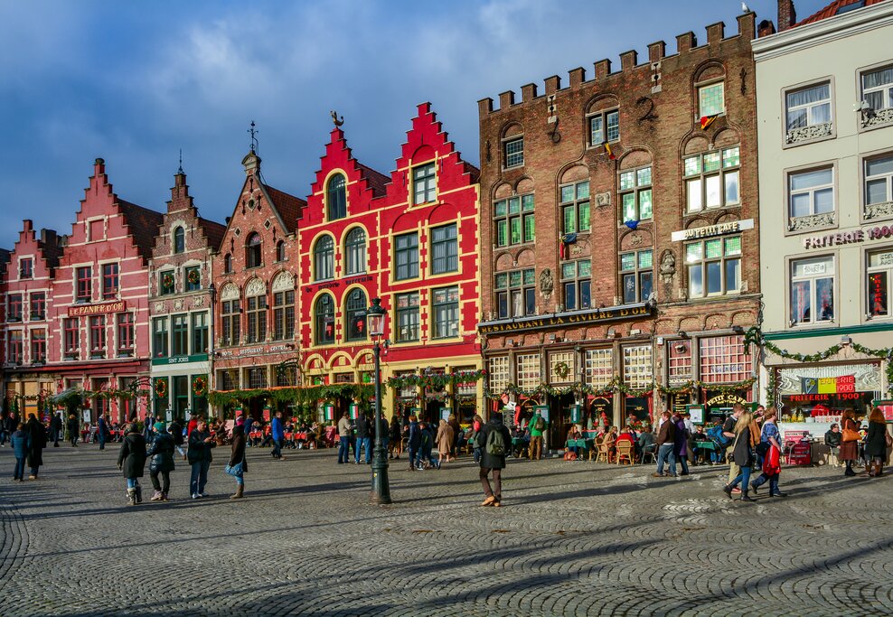 The colorful Grote Markt in Bruge