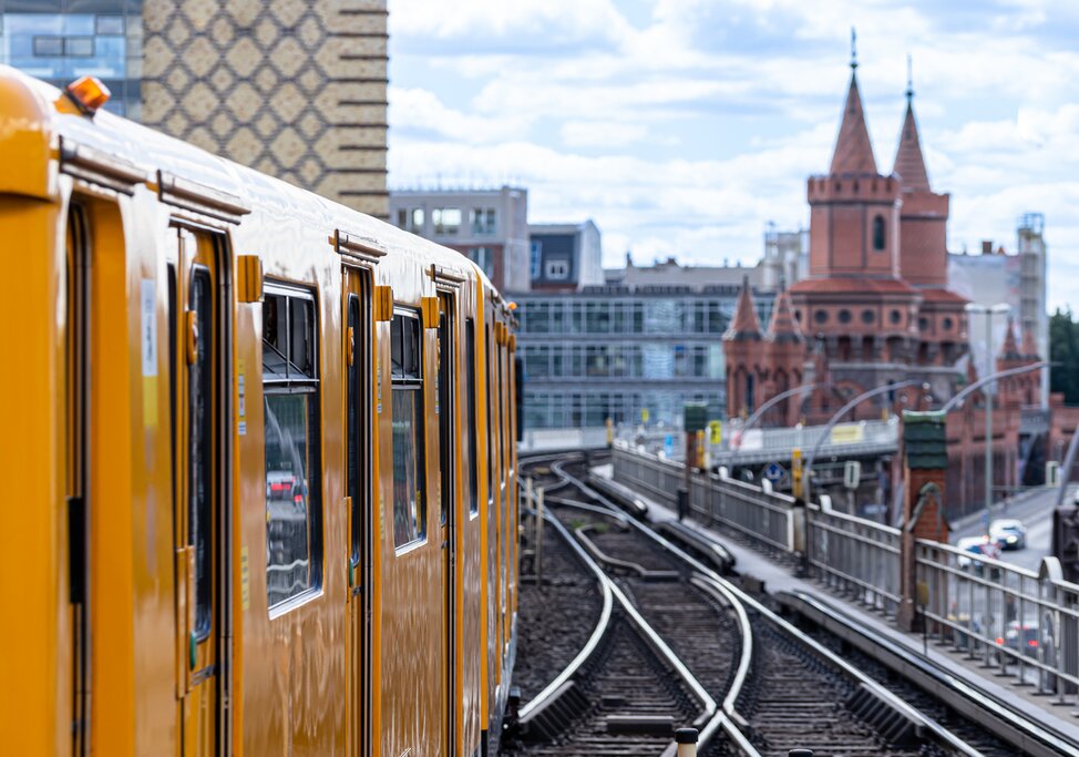 A train passes through Berlin, Germany