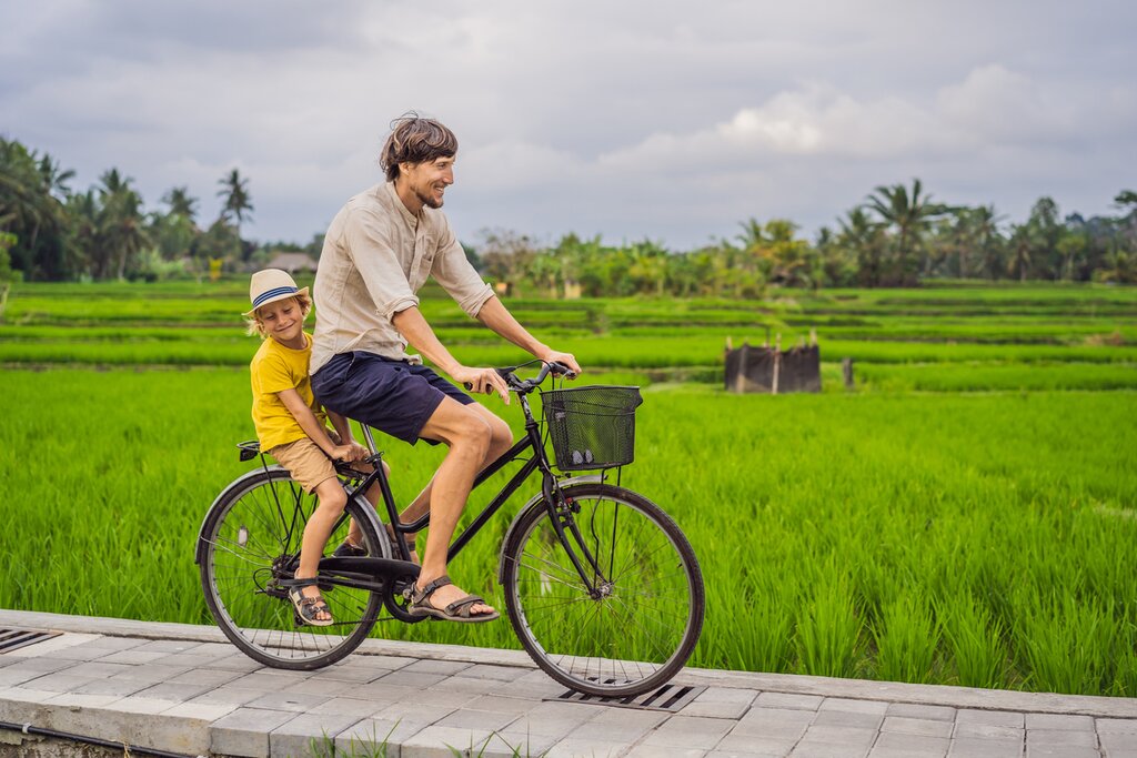 Take the kids on a bicycle tour near Ubud