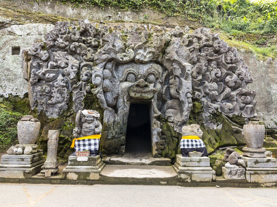 The entrance to Goa Gajah temple