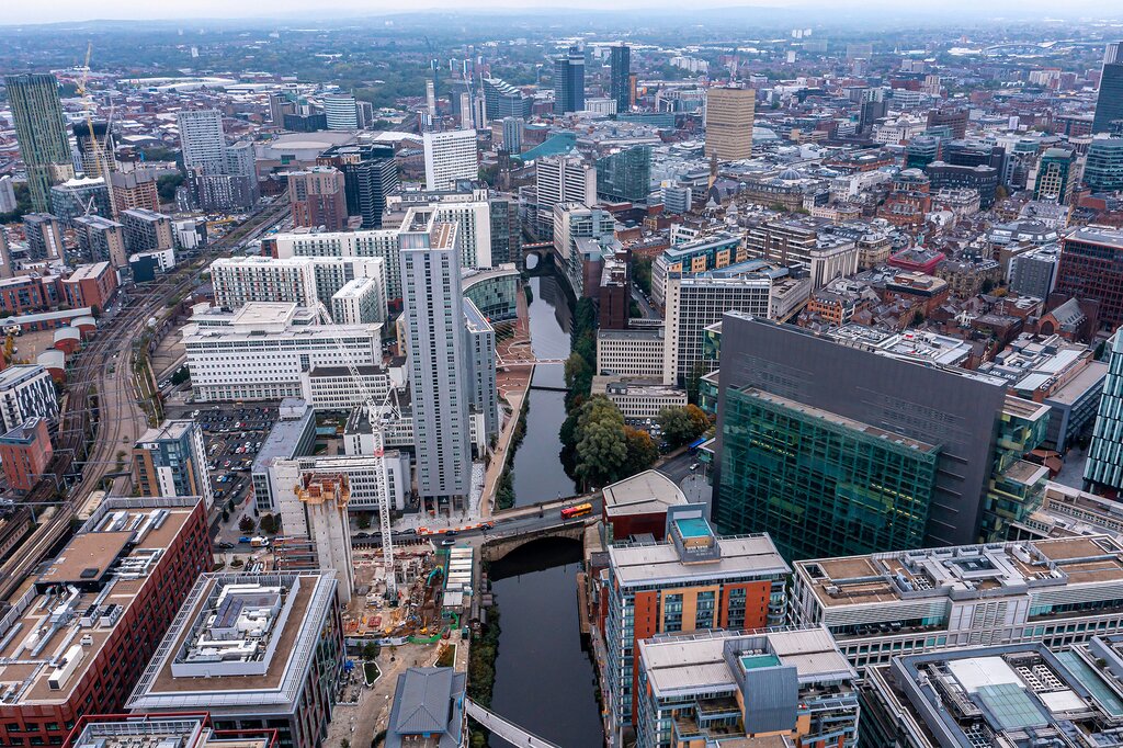 An aerial view of Manchester