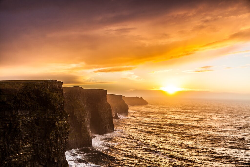 The Cliffs of Moher at sunset