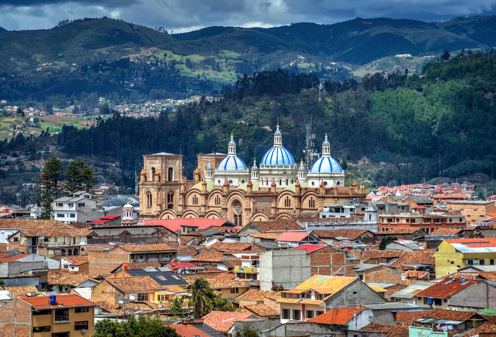 Aerial view of Cuenca with the New Cathedral