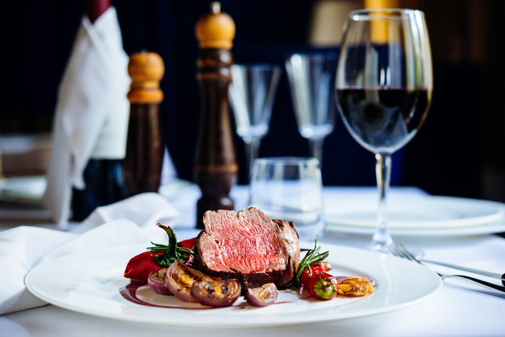 Enjoy a fine dinner onboard the Indian Pacific train