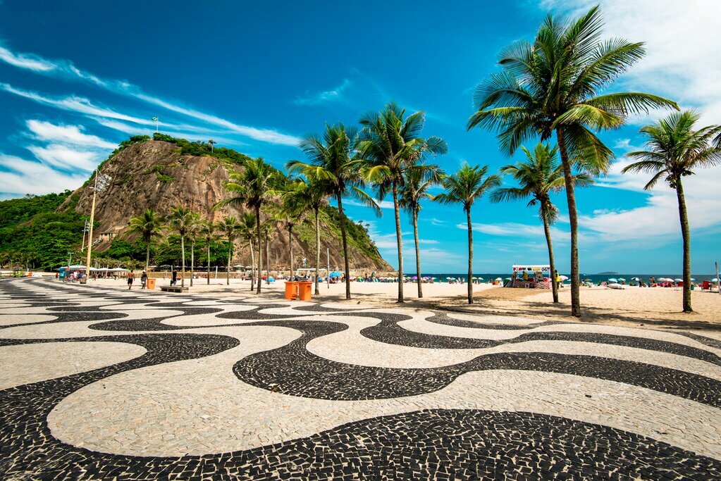 The famous mosaic sidewalk at Copacabana beach, Rio de Janeiro