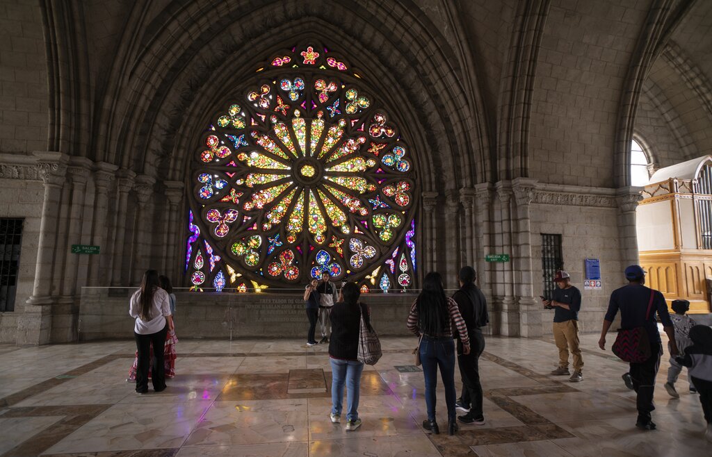 The rosette window in Ecuador's famous La Basílica del Voto