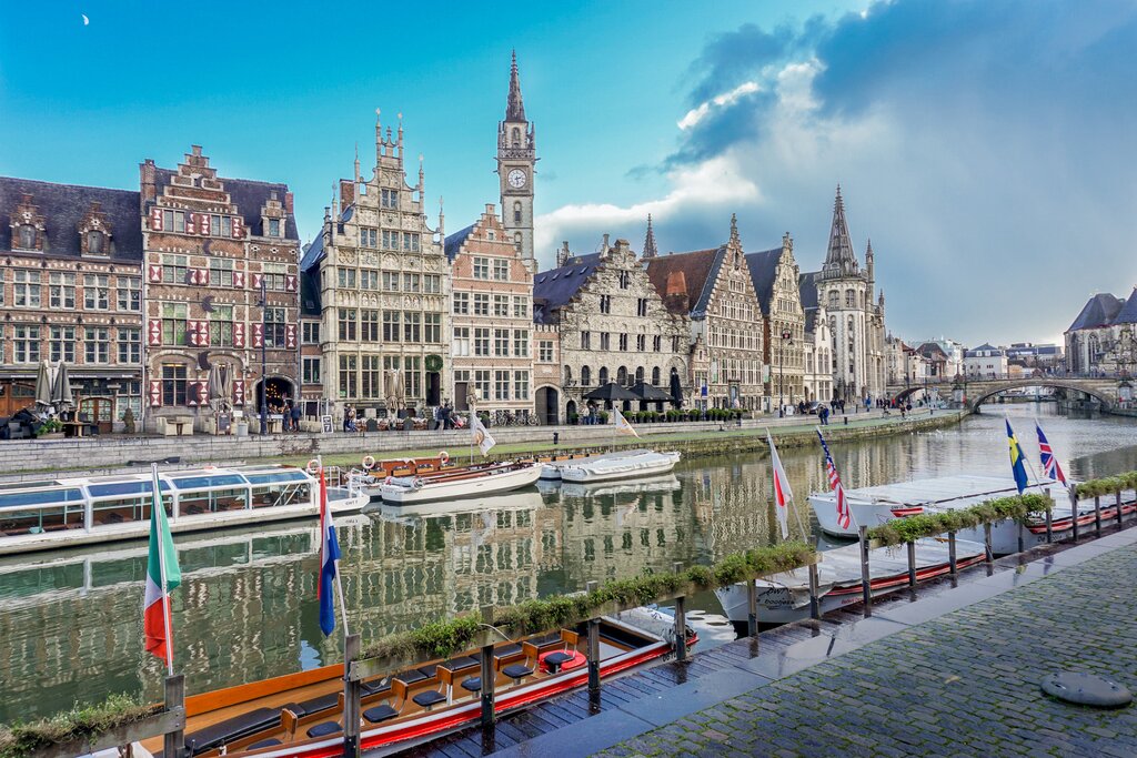 A scenic canal in Ghent