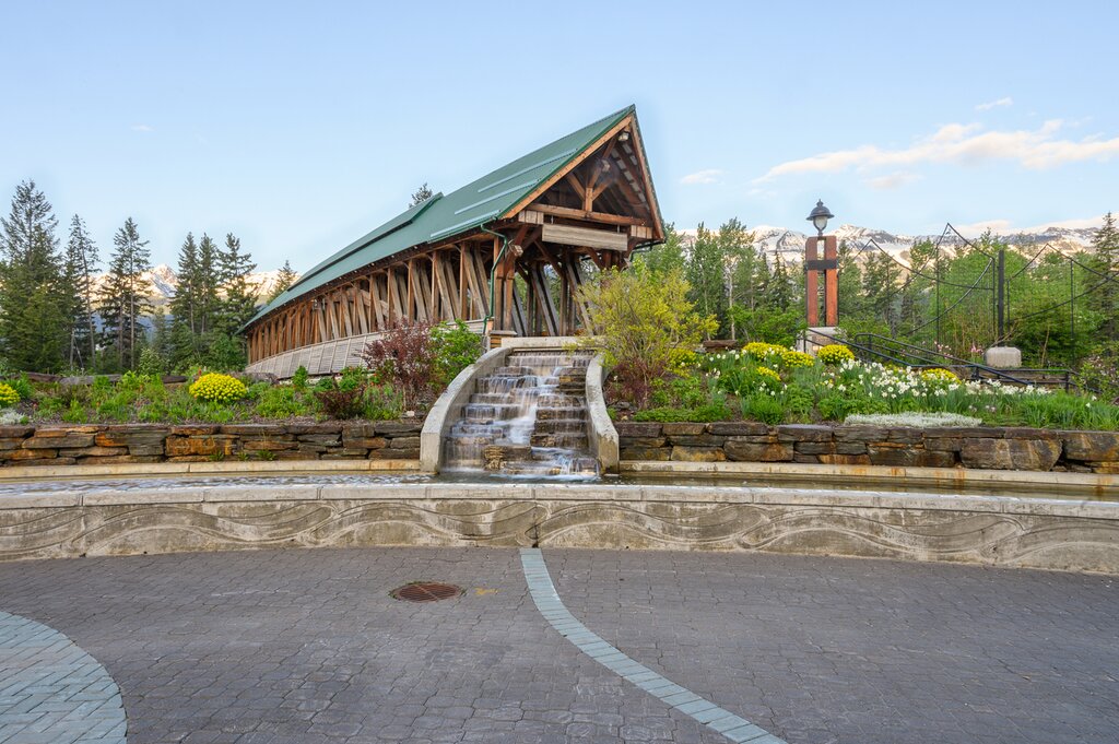 Pedestrian Bridge Crossing the Kicking Horse River in Golden s