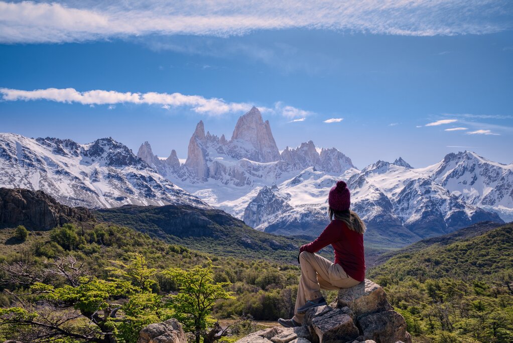 Look out over Mount FitzRoy on one of many memorable Patagonian hikes