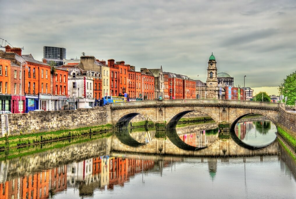 Beautiful Dublin reflected in the water