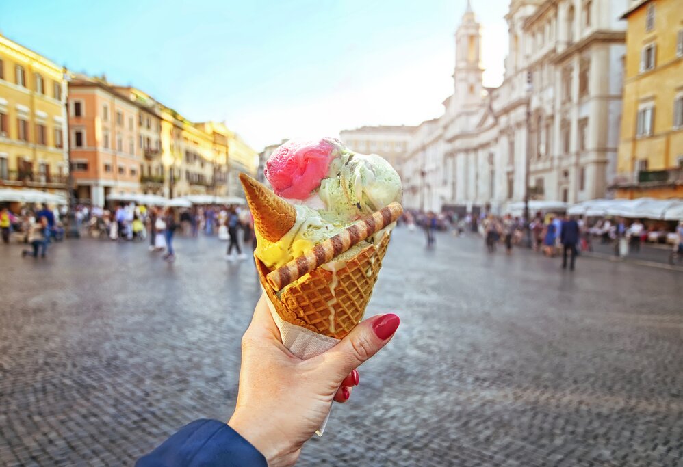 Enjoy authentic Italian gelato in Rome's Piazza Navona