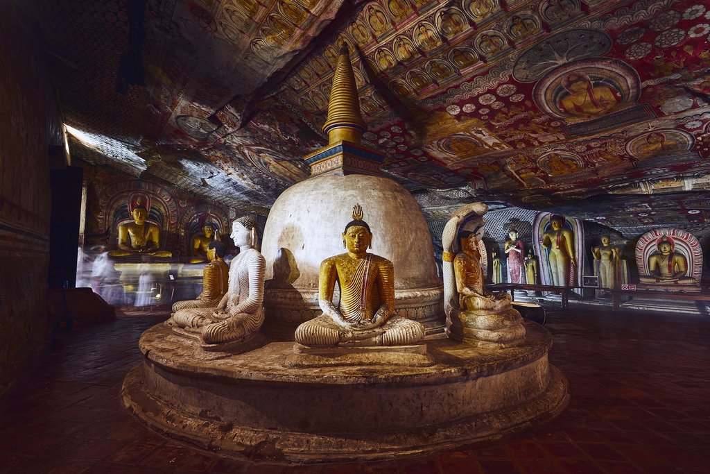 There are 153 statues of the Buddha in the Dambulla cave temple