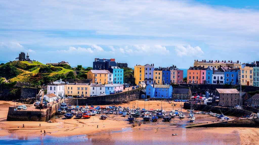 Tenby with its colourful houses on the seafront