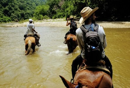 Riding through the water