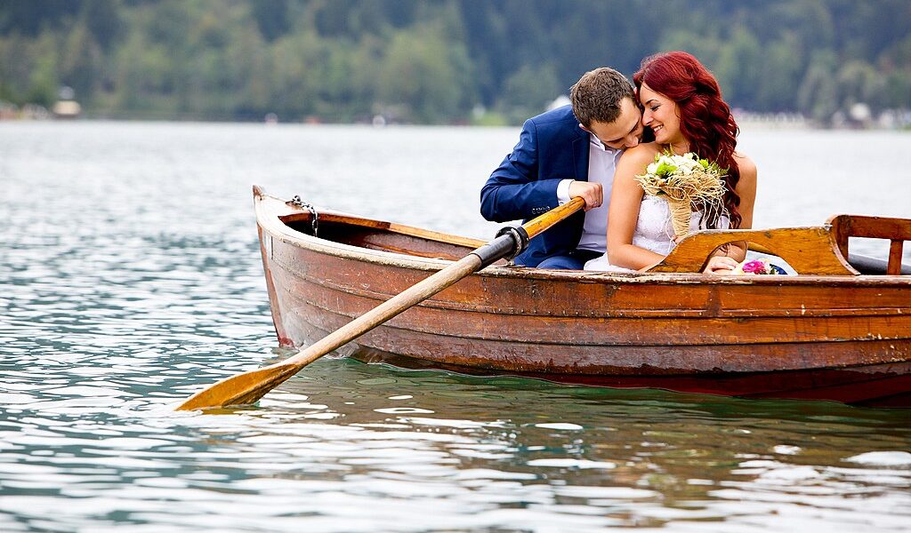 Young Wedding Couple Kissing