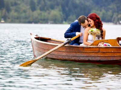 Young Wedding Couple Kissing