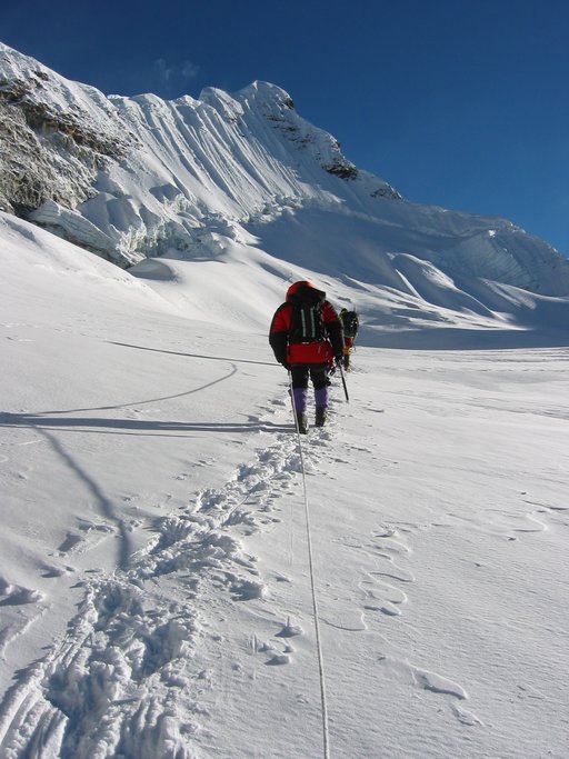 Crossing the glacier towards the summit
