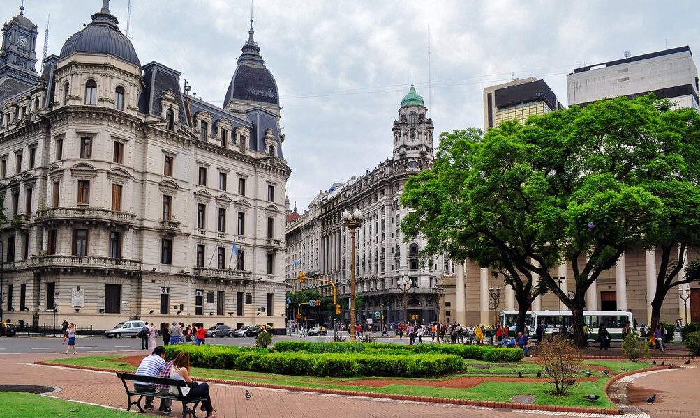 View On The Street From Plaza De Mayo Square In Buenos Aires