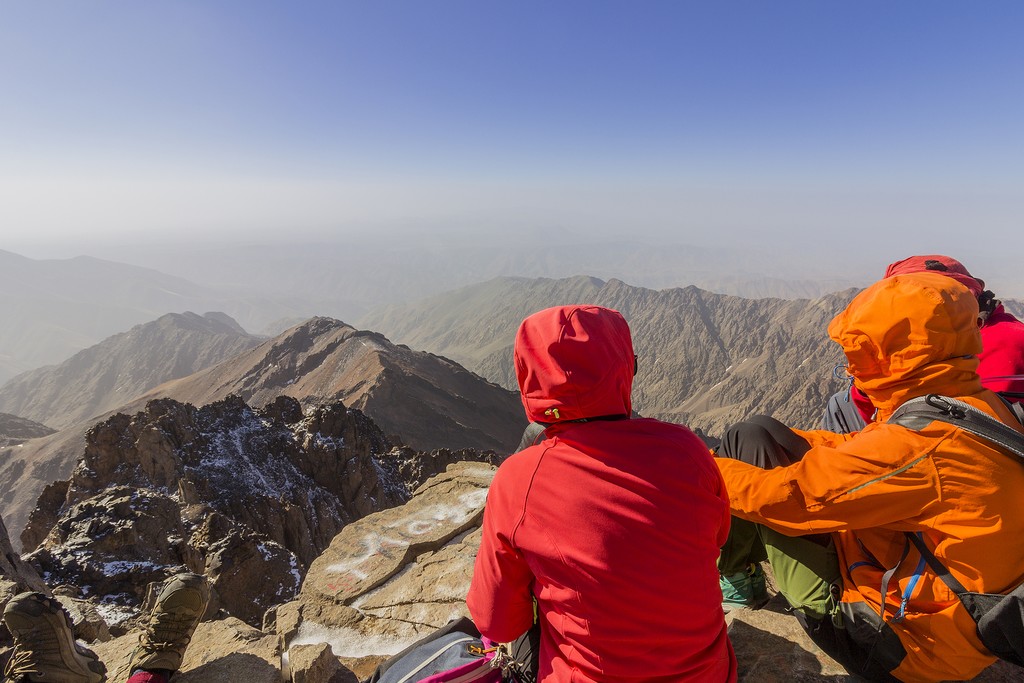 Hikers at the summit of Toubkal