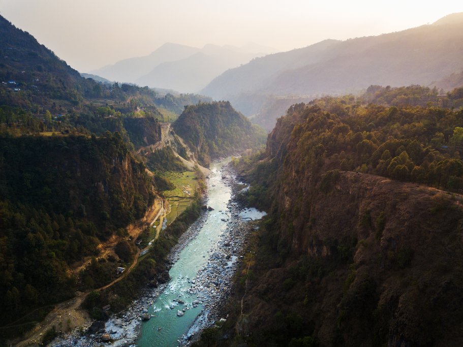 Kali Gandaki river and its deep gorge near Kusma in Nepal