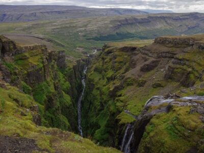 Scenic View To Canyon Of Glymur Waterfall - Highest Waterfall Of