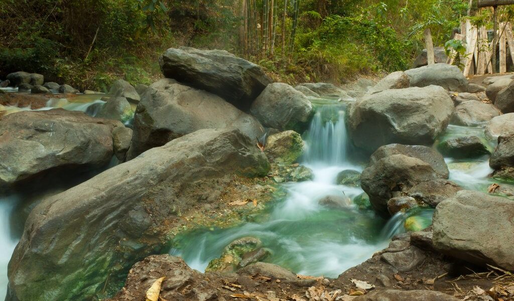 Hot springs with green water seen in Costa Rica