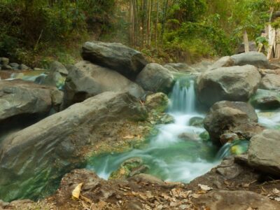 Hot springs with green water seen in Costa Rica
