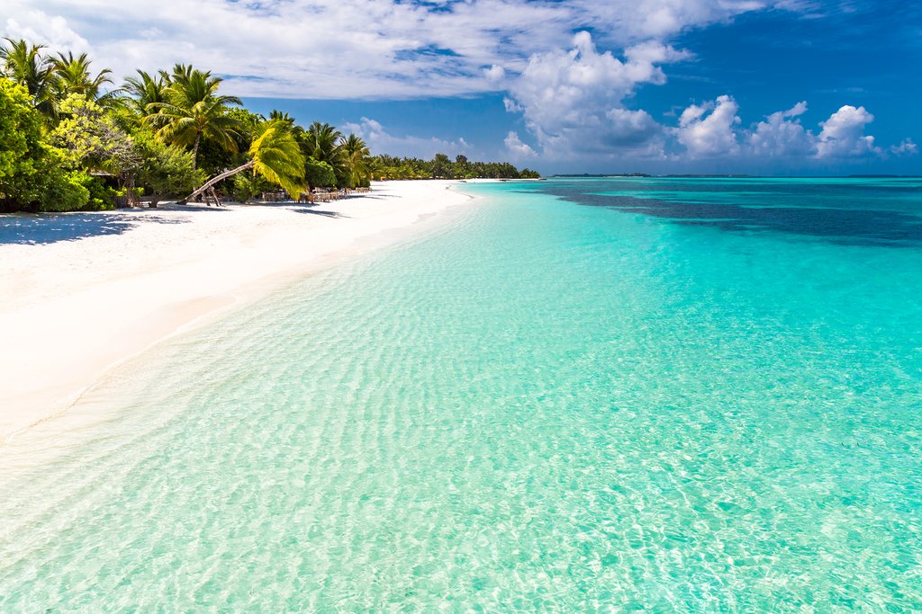 White-sand beaches on the Maldives