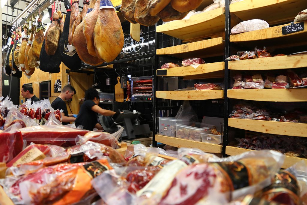 A charcuterie purveyor in Lisbon's market