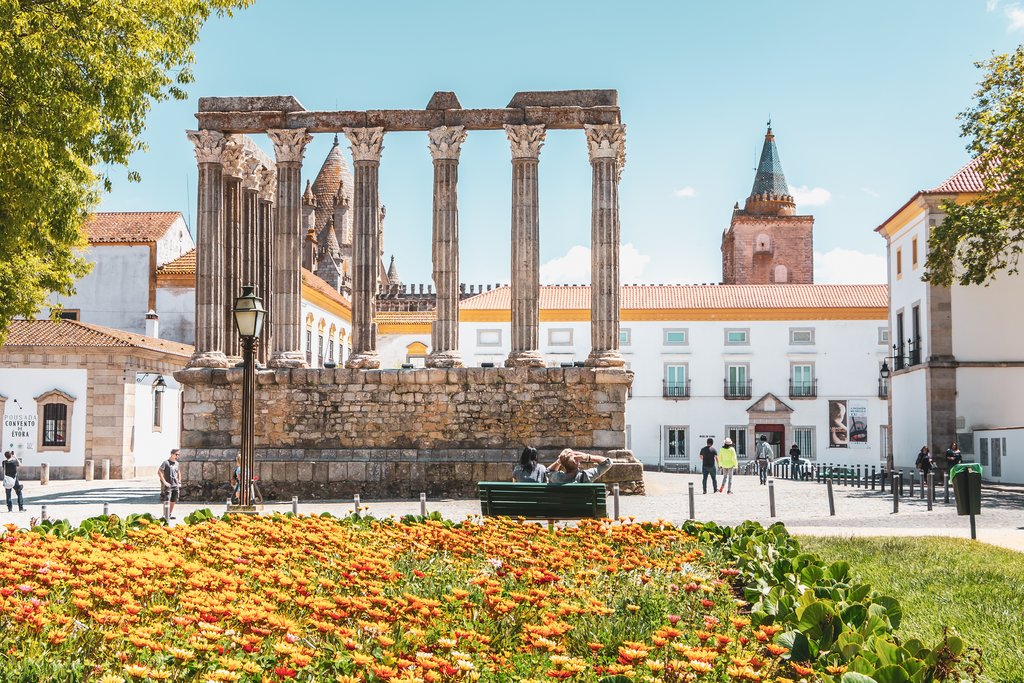 Roman temple of Evora in Portugal