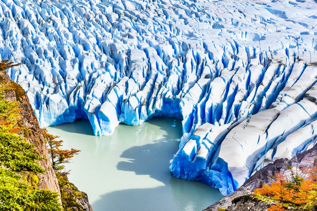 The stunning ice formations of Glacier Grey