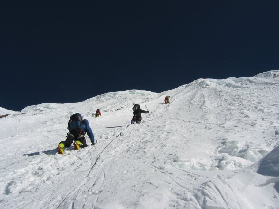 Climbing the summit wall