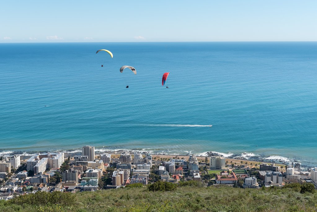 Paragliders over Sea Point