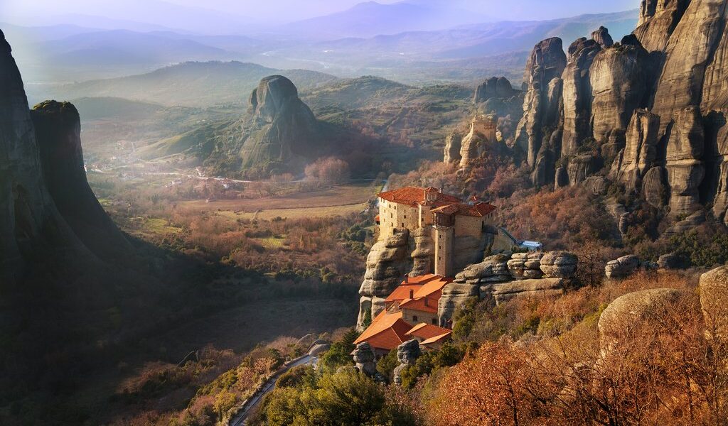 The Holy Rousanou Monastery among cliffs