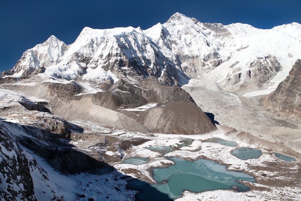 Cho Oyu rising above Cho Oyu Base Camp