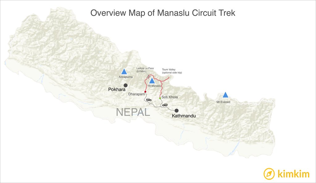 Manaslu Circuit Trek Map