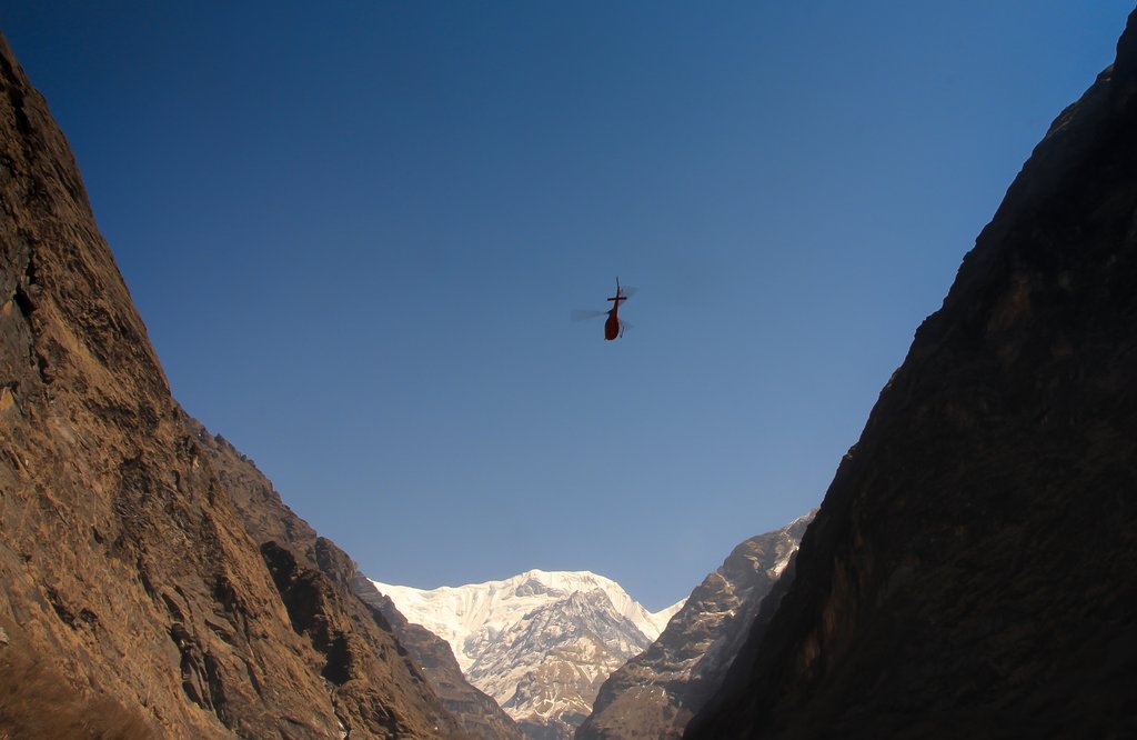 Helicopter in the Himalaya