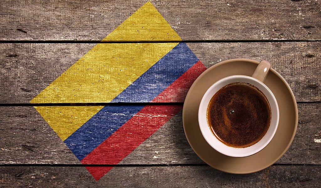 Colombia Flag With Coffee