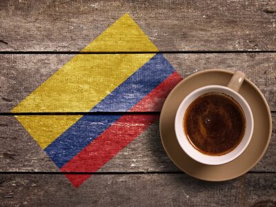 Colombia Flag With Coffee