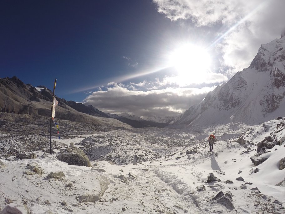 Crossing the snow-covered Larkya La in October 2016 - Photo by Rohan Delhikan