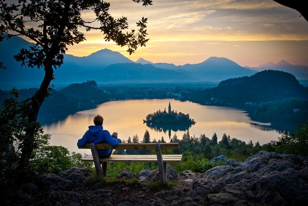 Sunset over Lake Bled