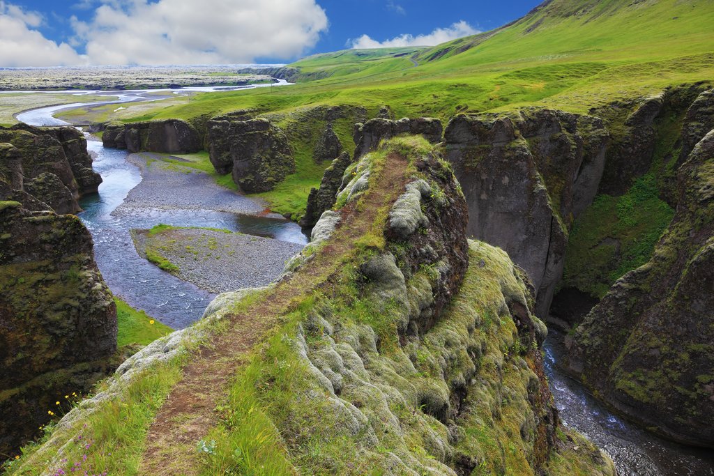 Rock formations in Fjadrargljufur Canyon